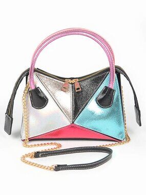 BNWT Metallic Block Color Top Handle Swing Bag Crossbody Clutch Bag